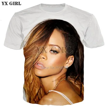 YX DEKLE 2018 Nove Modne poletne Mens 3d t-shirt Seksi igralka Rihanna kadi Tiskanja Moški/Ženske Priložnostne Kul t shirt ZT110