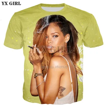 YX DEKLE 2018 Nove Modne poletne Mens 3d t-shirt Seksi igralka Rihanna kadi Tiskanja Moški/Ženske Priložnostne Kul t shirt ZT110