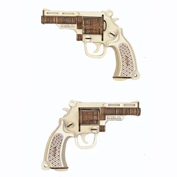 3D Lesene Puzzle Revolver gumico Puške DIY Ročno Sestavljanje Pištolo Izobraževalne Igrače Za Otroke, Fantje Teens na Prostem Igre Darilo