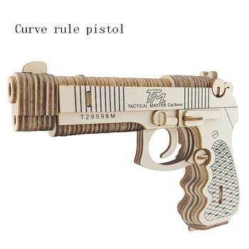 3D Lesene Puzzle Revolver gumico Puške DIY Ročno Sestavljanje Pištolo Izobraževalne Igrače Za Otroke, Fantje Teens na Prostem Igre Darilo