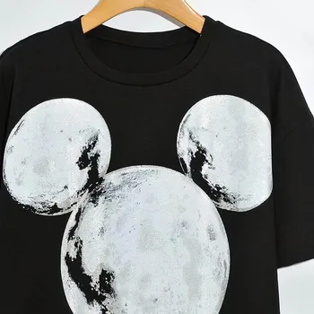 Disney T-Shirt Harajuku Mickey Mouse Luna Pismo Ozvezdja, Risanka Tiskanja Kratkimi Rokavi Ženske Bombaž O-Izrez Ženska Tee Vrhovi