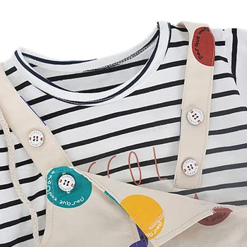 Risanka Baby Fantje Oblačila, ki Prugasta Natisni T-shirt Bluzo Majica+Cvetlični Trak Hlače Priložnostne Obleke Otroci Obleke, Kompleti