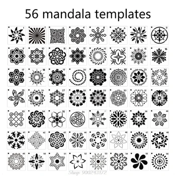56 Pack Mandala Pika Slikarstvo Predloge Matrice, Mala Mandala Predlogo Matrice za DIY Art Projekta Rock S04 20 Dropship