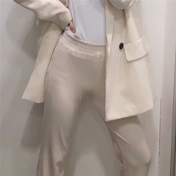 Elegantne ženske pletene hlače 2020 modne dame flare hlače vzročno ženski elastična visoko pasu hlače dekle elegantno povleci-in-sopihanje
