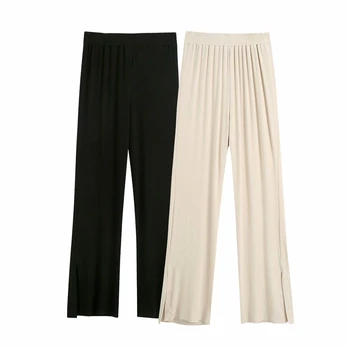 Elegantne ženske pletene hlače 2020 modne dame flare hlače vzročno ženski elastična visoko pasu hlače dekle elegantno povleci-in-sopihanje