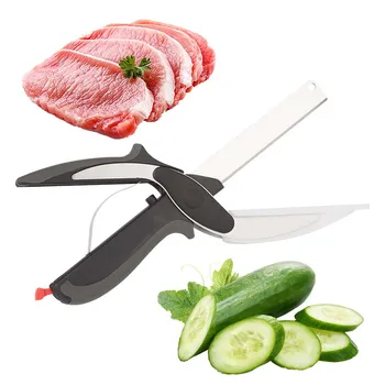2 V 1 Multi-Funkcijo Kuhinjski Nož, Škarje&Ploščo Iz Nerjavnega Jekla Kuhinjski Noži Meso, Krompir, Sir, Zelenjavni Rez