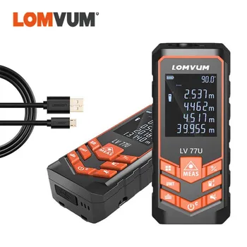 LOMVUM Rangefinder Digitalni Medidor Laser Trena Distance Meter LV 77U 40M 60M 80 100 M 120 M USB Glas Lasersko Merjenje Vladar