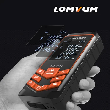 LOMVUM Rangefinder Digitalni Medidor Laser Trena Distance Meter LV 77U 40M 60M 80 100 M 120 M USB Glas Lasersko Merjenje Vladar