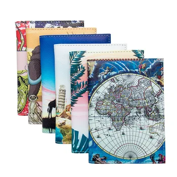 Svetovni Zemljevid Barvno Mešanje Sponke Unisex Potni list Kritje za Potovanje Kartico Primeru Potni list Denarnice