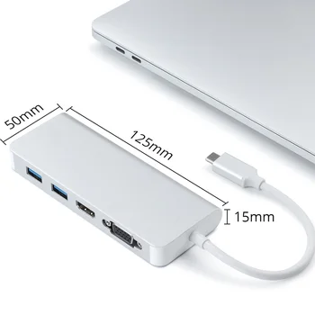 USB C Dvojni 3.0 HDMI je združljiv VGA priključek RJ45 Tip C PD TF Pretvornik za Novi MacBook air Pro 13 2020 A2289 A2179 USB-C Adapter