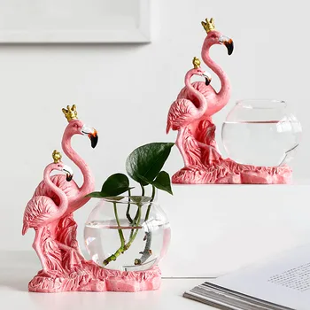 Stongwell Nordijska Luč Luksuzni Flamingo Hydroponic Vaza Office Desktop Okraski Fish Tank Doma Dekoracijo Manjše Izdelke Za Shranjevanje Darilo