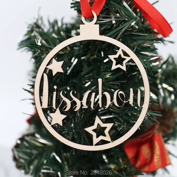 Po meri drugačnim Imenom Ornament - Osebno Božič Trojk -po Meri Ornament Žogo Lesen Okrasek Žogo z imenom in leto