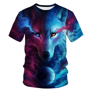 2020 Najnovejši Wolf 3D Tiskanja Živali Kul Smešno T-Shirt Moški Kratek Rokav Poletje Vrhovi Tee Shirt Majica s kratkimi rokavi Moški Modni tshirt