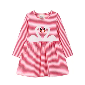 Malčka Dekleta Obleko Jeseni Otroci Proge Obleke za Dekle Kostum Bombaž Princesa Obleko z Mavrica Appliques Baby Girl Obleke