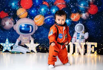 Avezano Sci-Fi Vesolje Fotografija Okolij Baby Tuš Raketa Planet Astronavt Rojstni Dan Ozadje Studio Photocall Photozone