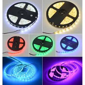 5M Nepremočljiva 12V LED Trak Svetlobe 5050 RGB RGBW RGBWW Roza Led Modra Rdeča Zelena Dioda, Lepilni Trak, LED Žarnica Počitniških Domov Dekoracijo