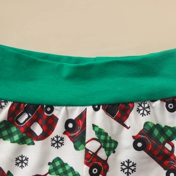 Božič Novorojenega Dojenčka Baby Boy Oblačila Sklop Risanka Avto Dolg Rokav Romper Zelene Hlače Malčka FANT Božič Obleke 0-24M