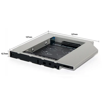 DeepFox 12,7 mm 2nd HDD Caddy SATA da SATA 2,5 Ohišje Za Prenosni DVD-ROM Optibay Adapter SSD Trdi Disk Aluminijasto Ohišje