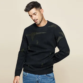 KUEGOU jeseni, pozimi moški pulover warmknitted modne Pletenine Karamelo barve, prosti čas svoboden puloverji top plus velikost BZ-12393