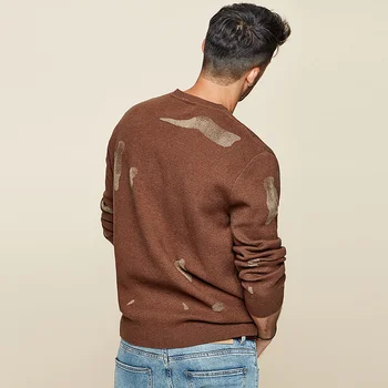 KUEGOU jeseni, pozimi moški pulover warmknitted modne Pletenine Karamelo barve, prosti čas svoboden puloverji top plus velikost BZ-12393