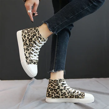 Priložnostne Čevlji Ženske Leopard Platno Čevlji Stanovanj Čipke Mehke Čevlje, Modne Superge Zapatos De Mujer 2019