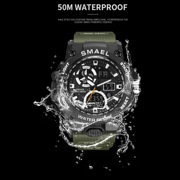 SMAEL 2021 Šport Gledajo Moški Dvojni Čas Nepremočljiva 50M Vojaške Ure Alarm Chrono ročno uro Letnik Klasični Digitalni Watch 8011
