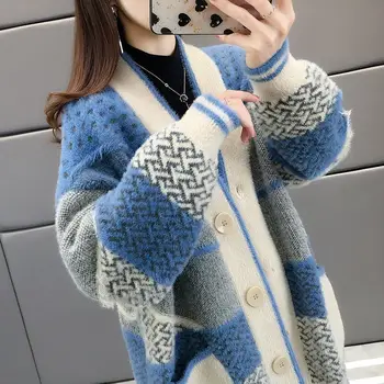 Pleteno Jopico Jakna Ženske 2020 novih ženskih oblačil jesen korejskem slogu svoboden leni slog pulover vsestranski