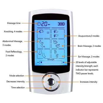 2 Kanali TENS Naprave Digitalni EMS Massager Elektroda Mišični Stimulator Telo Zdravstvenega varstva Fizikalne Terapije Pralni 16modes
