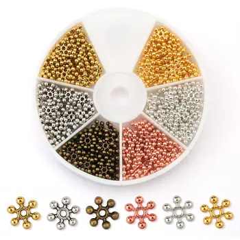 8 mm Cinkove zlitine Svoboden distančnik kroglice snežinka obliko Kovinske kroglice za ogrlico, zapestnico DIY Nakit, Izdelava Pribor 264PCS/box