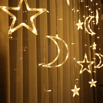 ZUCZUG Božični Luči Dekoracijo Praznik Luči, Zavese Lučka za Poroko, Neon, Luči LED Lučka Niz Luna Star Lučka Vila Lučka