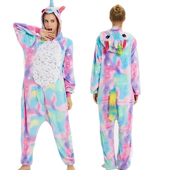 Nove Zimske Samorog Pižamo Kigurumi Odrasle Živali Onesies za Ženske Pižame bo Ustrezala Risanka Božič Halloween Kostum Toplo Onesie