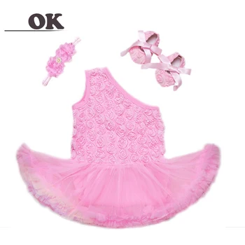 OK Baby Dekle Rose Vzorec 3 KOS Obleke za Baby Girl Oblačenja Princesa Dekleta Tutu Obleko Dekle Malčka Otroci Krst Žogo Obleke Oblačenja