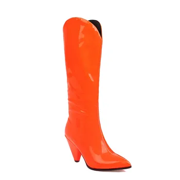 MORAZORA 2020 Velika velikost 33-48 kolena visoki škornji modni visoke pete konicami prstov dame čevlji zimski barva ženske škornji