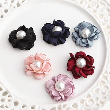 3 CM, korejski Moda spali umetne Cvetlični Dodatki za Lase Krpo Cvet s pearl za Hairbands DIY