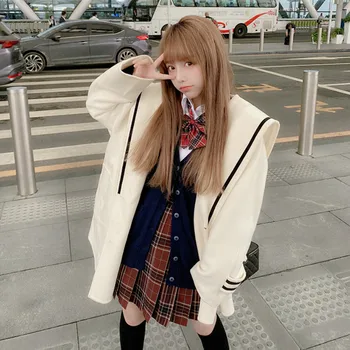 Ženski High Street Japonski Slog korejski Suknji 2021 Novo Kawaii Volna, Dlaka Ženske Zimske Mozaik Toplo Trend Plašči in Jakne
