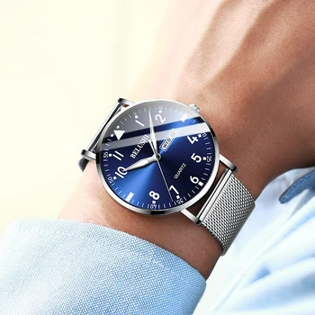 2020 Nov Modni Ultra-tanek Watch Moških Vrh Luksuzne blagovne Znamke Casual Moški iz Nerjavečega Jekla Očesa Trak Poslovnih Ura Moških Zapestje Gledati