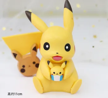 Resnično 11 cm Srčkan Jezen Pikachu PVC Dejanje Lutka Anime Risanke Pokemon Lutka Zbirka Model Otroci Igrače Božič Darilo za Rojstni dan