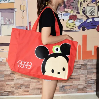 Disney Mickey plenic Vrečko Minnie Ramenski Risanka lady Tote Velike Zmogljivosti, torbice Šiv Ženske nepremočljiva potovanja nakupovalna torba