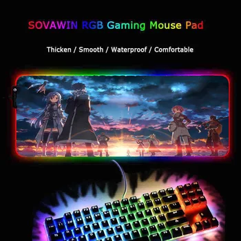 XGZ Sword Art Online Blazine Žareče Pisane Tabela Mat Profeesional Mousepad RGB Anime 7 Barv Velike Mouse Pad za Ljubitelje Risanke