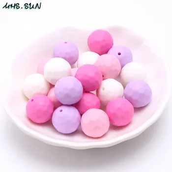 MHS.SONCE Candy barve baby silikonski teether kroglice ohlapno okoli žvečilni začetnih silikonske kroglice BPA free nakit dodatki 20pcs