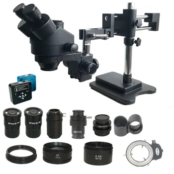 3,5 X-90X Simul-osrednja Dvojno roko Trinocular Stereo Mikroskop SMD Spajkanje 34MP HDMI USB microscopio fotoaparat Nakit telefon Popravila