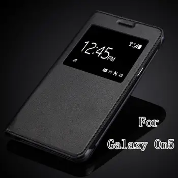 Vrhunsko Kakovost Za Samsung Galaxy O5 On5 G5500 G550 G550F Luksuzni Klasičnih Ultra Slim PU Usnje Okna Pogled Pokrovček Primeru