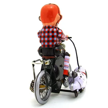 [Vroče] Odraslih Kolekcija Retro Veter igrača Kovinski Tin fant sprehod psa za kolo, motorno kolo po maslu igrača številke modela otroci darilo