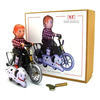 [Vroče] Odraslih Kolekcija Retro Veter igrača Kovinski Tin fant sprehod psa za kolo, motorno kolo po maslu igrača številke modela otroci darilo
