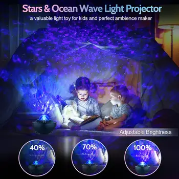 SXZM Zvezdnato Projektor Lučka otroška nočna lučka Ocean Val Nočne Luči 10 Barvni LED Galaxy Projektor za Domačo Dekoracijo