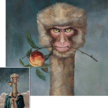 Platno Slikarstvo Povzetek Živali opica grize cvet jelena črni konj za otroško sobo Hišne Sodobne umetnosti slikarstva, Plakati, Dekor