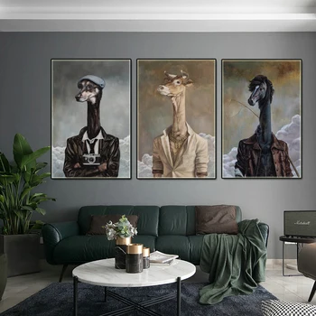 Platno Slikarstvo Povzetek Živali opica grize cvet jelena črni konj za otroško sobo Hišne Sodobne umetnosti slikarstva, Plakati, Dekor