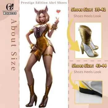 ROLECOS Prestige Edition Ahri Cosplay Čevlji KDA Ahri LOL Cosplay Čevlji Igra Golden Visoko Peto Čevlji za Ženske Škornji 10 CM