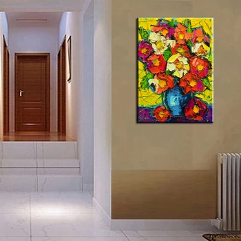 Debele Teksturo Ročno Poslikane Cvet Platno Oljno sliko Visoke Kakovosti Doma v dnevni Sobi Notranje opreme Abstraktno Slikarstvo Stensko