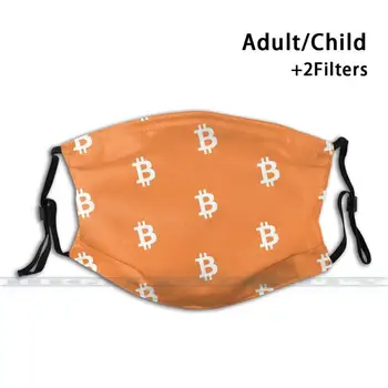 Bitcoin Simbol Print Masko Za Enkratno Uporabo Pm2.5 Filter Trendy Usta, Obraz, Maska Za Otroke, Odrasle Bitcoin Simbol Oranžna